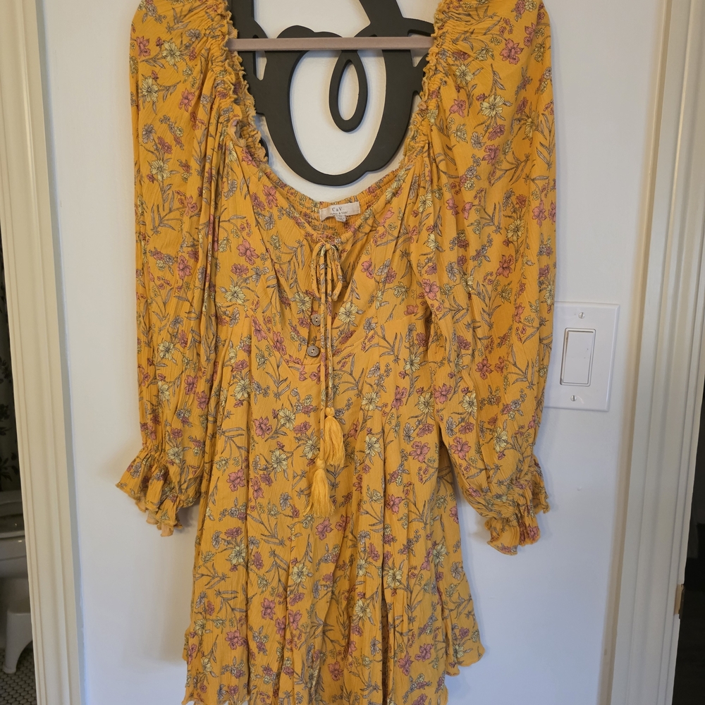Chelsea & Violet Yellow Floral Long Sleeve Dress